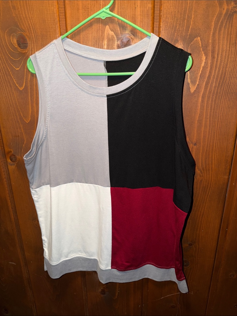Men's Colorblock Tank Top - Black, Gray, White & Burgundy